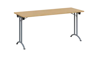 SLA 160 lak skládací jednací stůl 1600x600, deska 25 mm, podnož stříbrný lak, deska javor horský